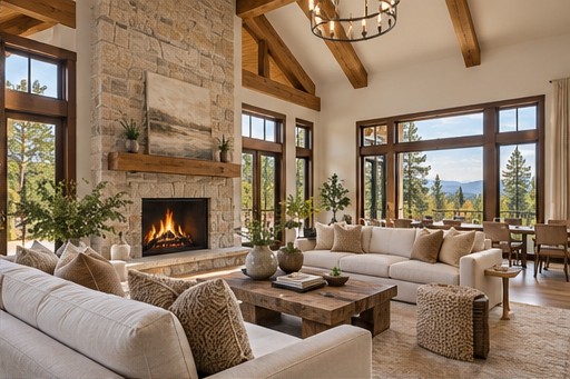 Fictional sample: great room at Maple Ridge Residence