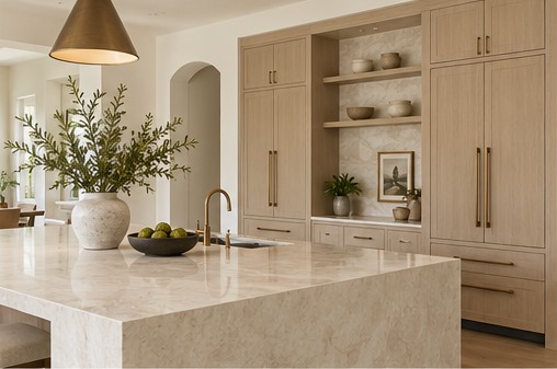 Fictional sample: island and cabinetry at Oak & Stone Kitchen