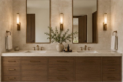 Fictional sample: double vanity at Limestone Bath Retreat