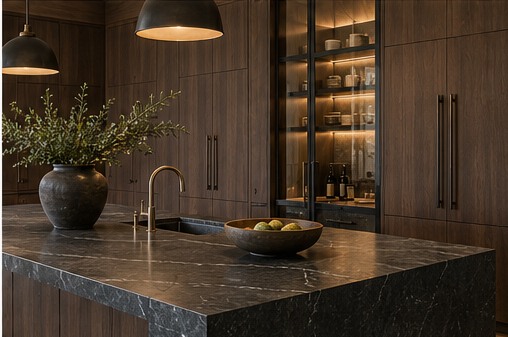 Fictional sample: island and storage at Walnut Kitchen Renovation
